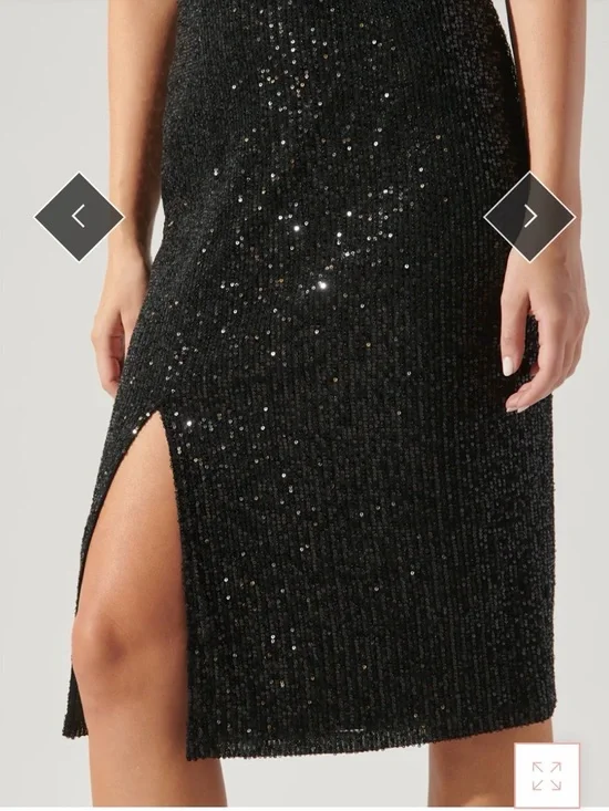 Sugarlips Black Sequin Midi Skirt with Side Slit Size L - Picture 2 of 6